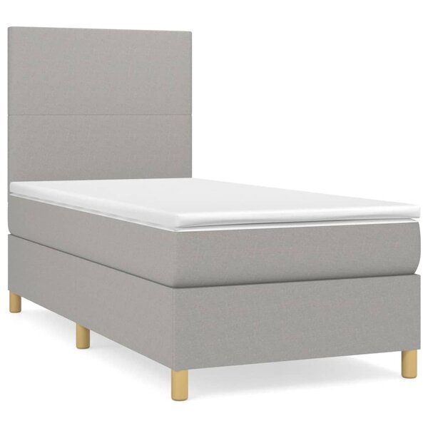 vidaXL Sommier à lattes de lit avec matelas Gris clair 100x200cm Tissu
