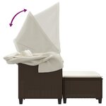 vidaXL Canapé de jardin 2 places avec auvent et tabourets marron rotin