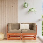 vidaXL 2 Pièce Canapé d'angle de jardin Pin massif Brun Ciré