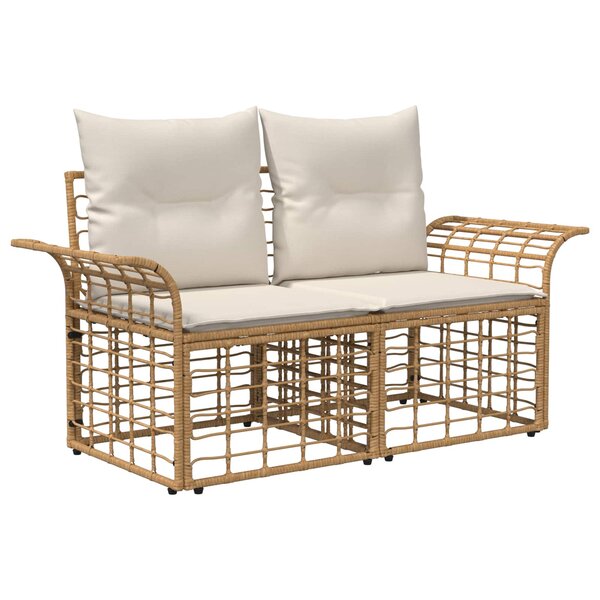 vidaXL Loveseat d'extérieur 2 Pièces Blanc Naturel et Crème polyrotin