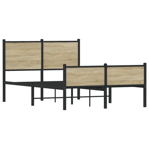 vidaXL Cadre de lit en métal sans matelas chêne sonoma 120x190 cm