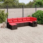 vidaXL Salon de jardin avec coussins 7 Pièces marron résine tressée