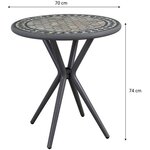 Table Mosaique de jardin - Gris anthracite, céramique noir, marbre jaune - Métal - D 70 cm - Démontable