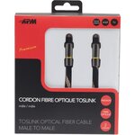 APM Cordon Fibre Optique Toslink - Mâle/Mâle - Premium Nylon Métal Bicolor - 2m