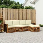 vidaXL Ensemble de canapés d'extérieur 5 Pièces Naturel et Crème