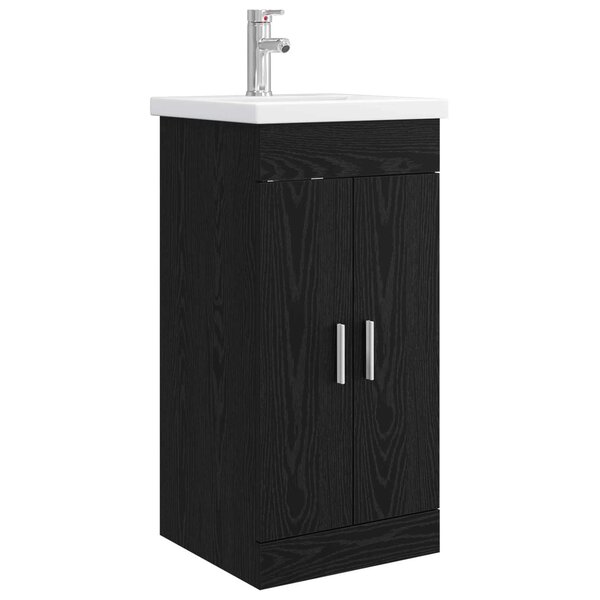 vidaXL Meuble de salle de bain avec évier Chêne noir 42 x 40 x 84 5 cm