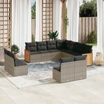 vidaXL Salon de jardin 11 Pièces avec coussins gris résine tressée