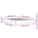 vidaXL Cadre de lit et lumières LED sans matelas gris béton 140x190 cm