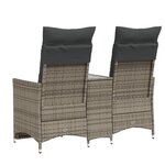 vidaXL Canapé de jardin inclinable 2 places avec table gris poly rotin