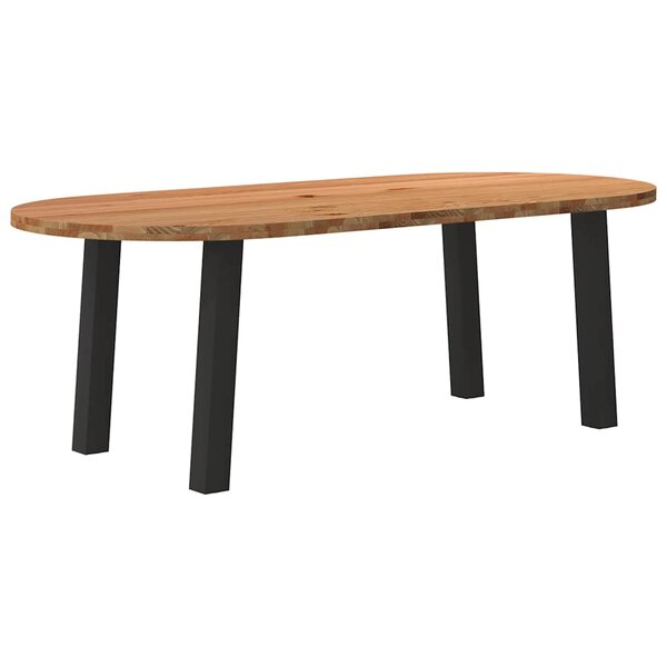 vidaXL Table à manger 220x100x74 cm bois de chêne massif ovale