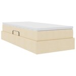 vidaXL Lit avec rangement et matelas Crème 100 x 200 cm Polyester