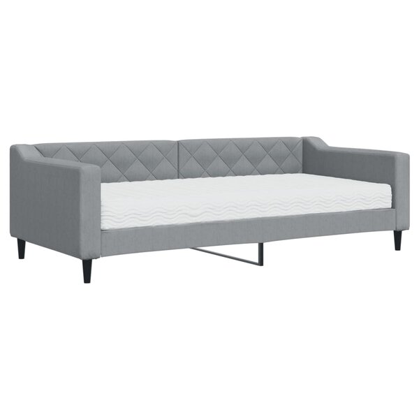 vidaXL Lit de jour avec matelas gris clair 90x200 cm tissu