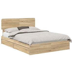 vidaXL Lit de Rangement Chêne Sonoma 150 x 200 cm Bois d'ingénierie