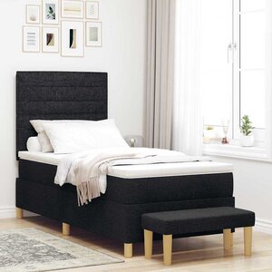 vidaXL Lit à ressorts avec matelas Noir 100 x 200 cm tissu