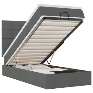 vidaXL Cadre de lit ottoman avec matelas gris foncé 100x200 cm tissu