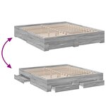 vidaXL Cadre de lit et tiroirs sonoma gris 200x200cm bois d'ingénierie