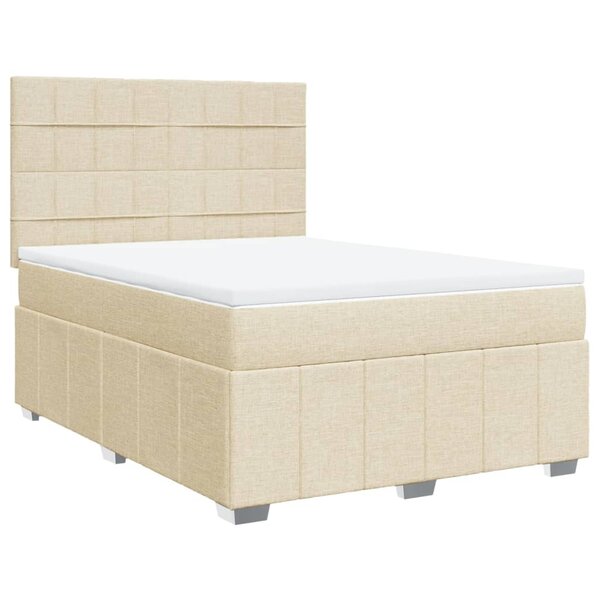 vidaXL Sommier à lattes de lit avec matelas Crème 160x200 cm Tissu