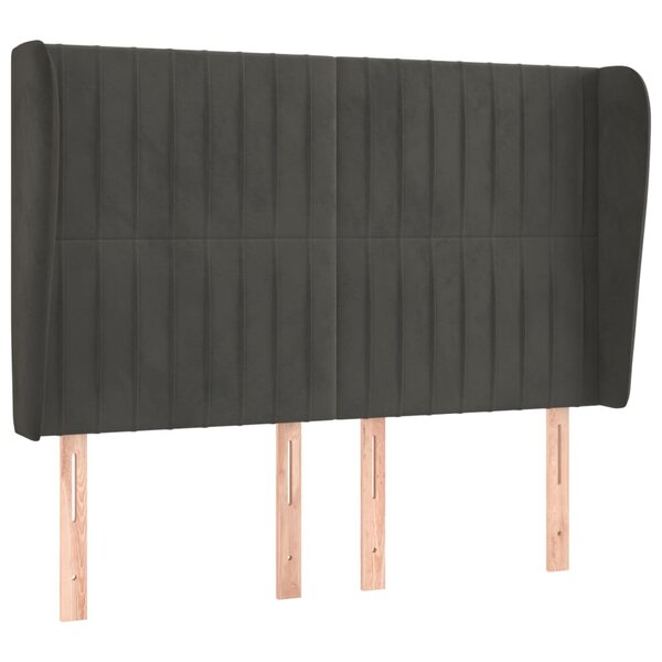 vidaXL Tête de lit avec oreilles Gris foncé 147x23x118/128 cm Velours