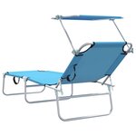 vidaXL Chaises longues pliantes 2 Pièces avec auvent en tissu Oxford 600D bleu vif