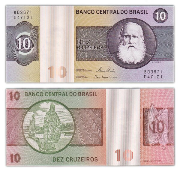 Billet de collection 10 cruzeiros 1980 brésil - neuf - p193e
