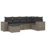 vidaXL Salon de jardin 6 Pièces avec coussins gris résine tressée