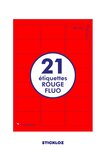 20 planches a4 - 21 étiquettes 63,5 mm x 38,1 mm autocollantes fluo rouge par planche pour tous types imprimantes - jet d'encre/laser/photocopieuse