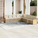 vidaXL Salon de jardin avec coussins 9 Pièces beige résine tressée