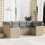 vidaXL Salon de jardin avec coussins 6Pièces mélange beige résine tressée
