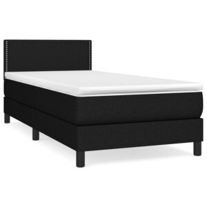 vidaXL Sommier à lattes de lit avec matelas Noir 90x200 cm Tissu