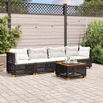 vidaXL Salon de jardin 5 Pièces avec coussins noir résine tressée