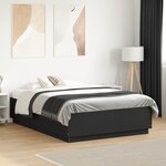 vidaXL Cadre de lit avec LED sans matelas noir 140x190 cm