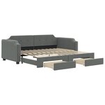 vidaXL Lit de jour avec gigogne et tiroirs gris foncé 90x200 cm tissu