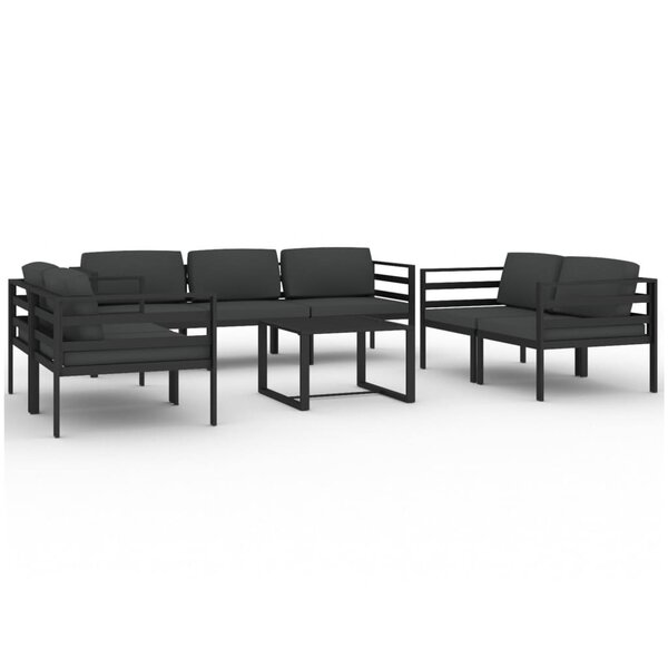 Salon de jardin meuble d'extérieur ensemble de mobilier 8 pièces avec coussins aluminium anthracite 02_0017463