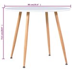 Vidaxl table de salle à manger blanc et chêne 90x73 5 cm mdf
