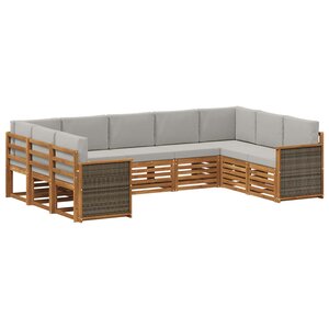 vidaXL Ensemble de canapé d'angle 7 Pièces Naturel et gris clair