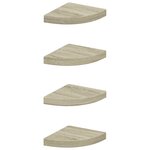 vidaXL Étagères d'angle flottantes 4 Pièces chêne 25x25x3 8 cm MDF