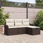 vidaXL Ensemble de canapé de jardin 4 Pièces Marron Poly rotin