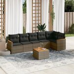 vidaXL Salon de jardin avec coussins 7 Pièces gris résine tressée