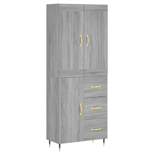 vidaXL Buffet haut Sonoma gris 69 5x34x180 cm Bois d'ingénierie