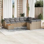 vidaXL Salon de jardin et coussins 10 Pièces mélange beige résine tressée