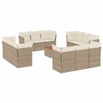 vidaXL Salon de jardin avec coussins 13 Pièces beige résine tressée