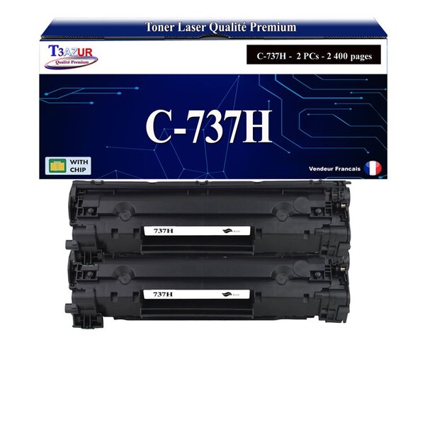 T3AZUR - 2x Toners compatibles avec Canon 737H pour Canon MF-237w  MF-244dw  MF-247dw  MF-249dw Noir - 2 400p
