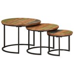 vidaXL Tables gigognes 3 Pièces bois massif de récupération