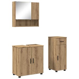 vidaXL Ensemble de mobilier de salle de bain 3 Pièces Chêne artisanal