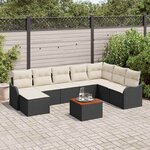 vidaXL Ensemble de canapé de jardin 9 Pièces Noir Poly rotin