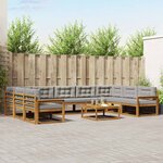 vidaXL Ensemble de canapés d'extérieur 10 Pièces Gris Naturel et Clair