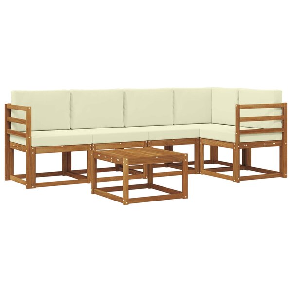 vidaXL Ensemble de canapés d'extérieur 6 pc Naturel et Crème