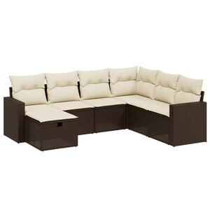 vidaXL Salon de jardin avec coussins 7 Pièces marron résine tressée