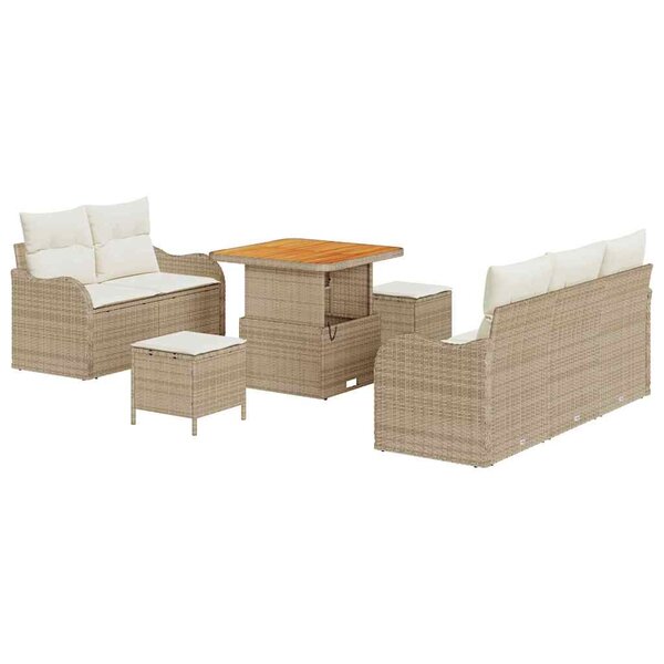 vidaXL Ensemble de canapé de jardin 8 Pièces Beige  Crème 80 x 80 x 71 cm