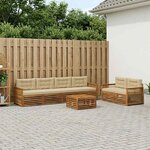 vidaXL Ensemble de canapés d'extérieur 7 Pièces Naturel et Beige